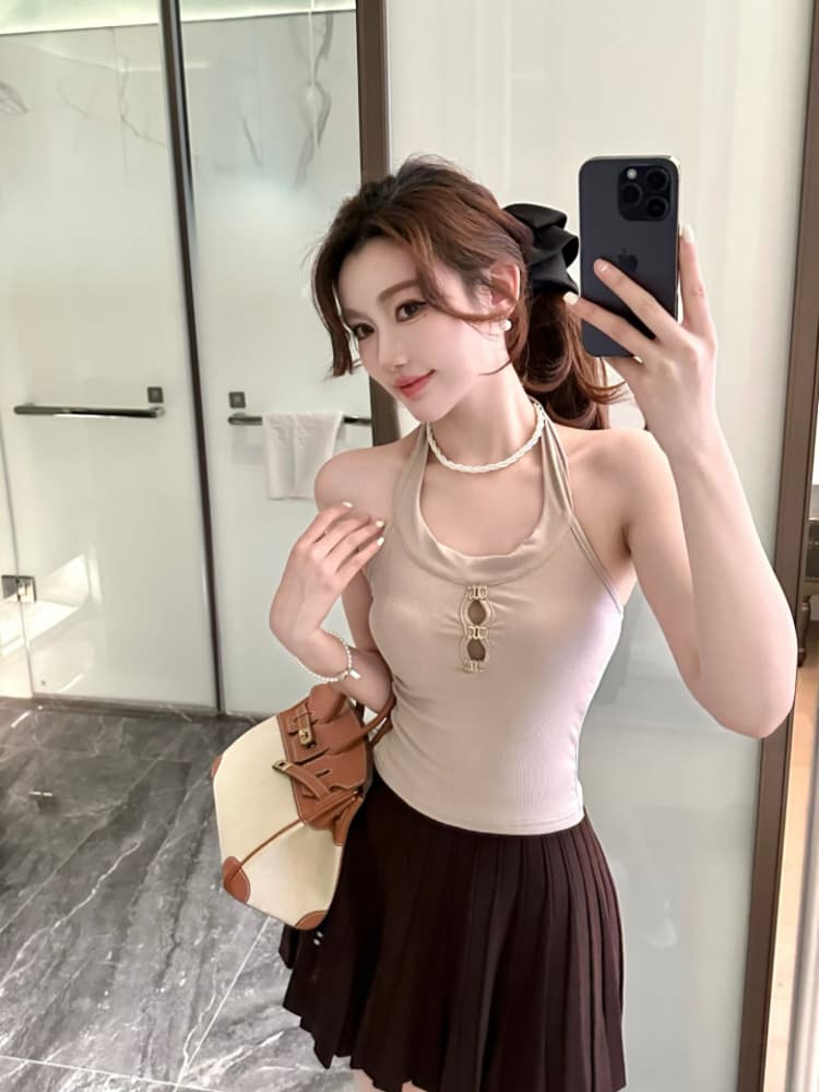 실사 감소되지 않음 핫걸 백리스 행침 목 캐미솔 봄 여름 몸매 가꾸기 인사이드 가져 가라. 언더 코트 상세 이미지 12