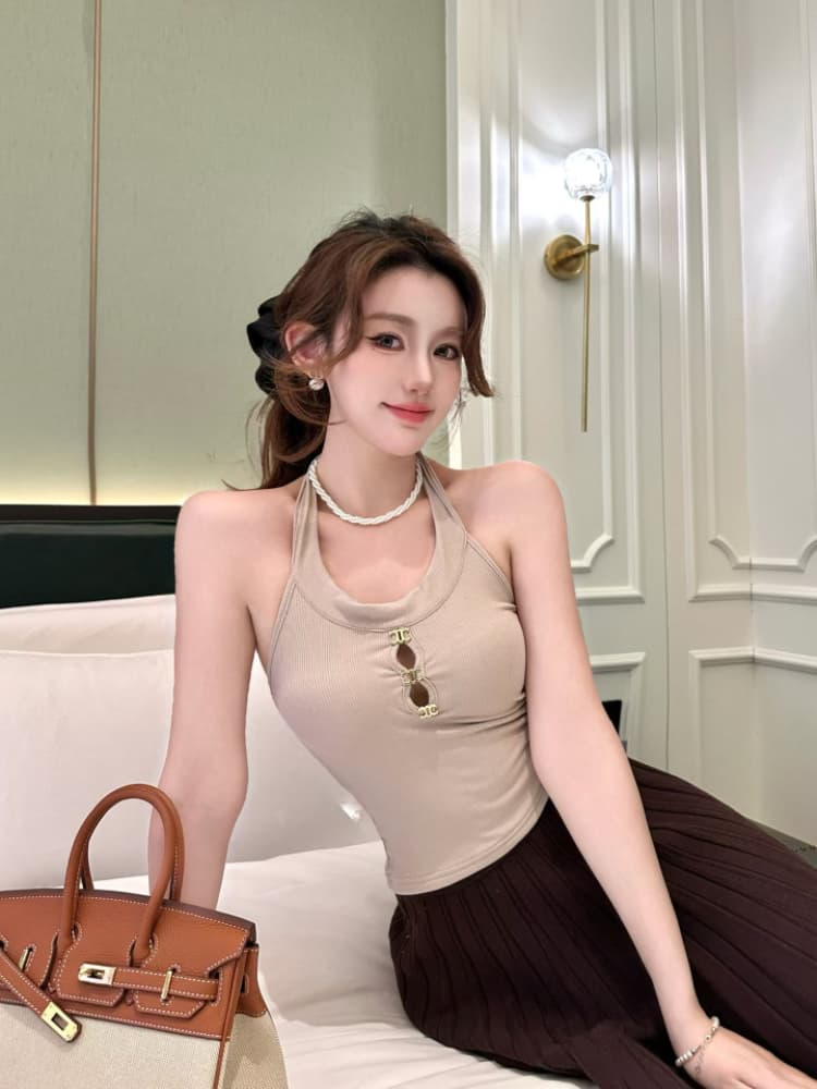 실사 감소되지 않음 핫걸 백리스 행침 목 캐미솔 봄 여름 몸매 가꾸기 인사이드 가져 가라. 언더 코트 상세 이미지 15