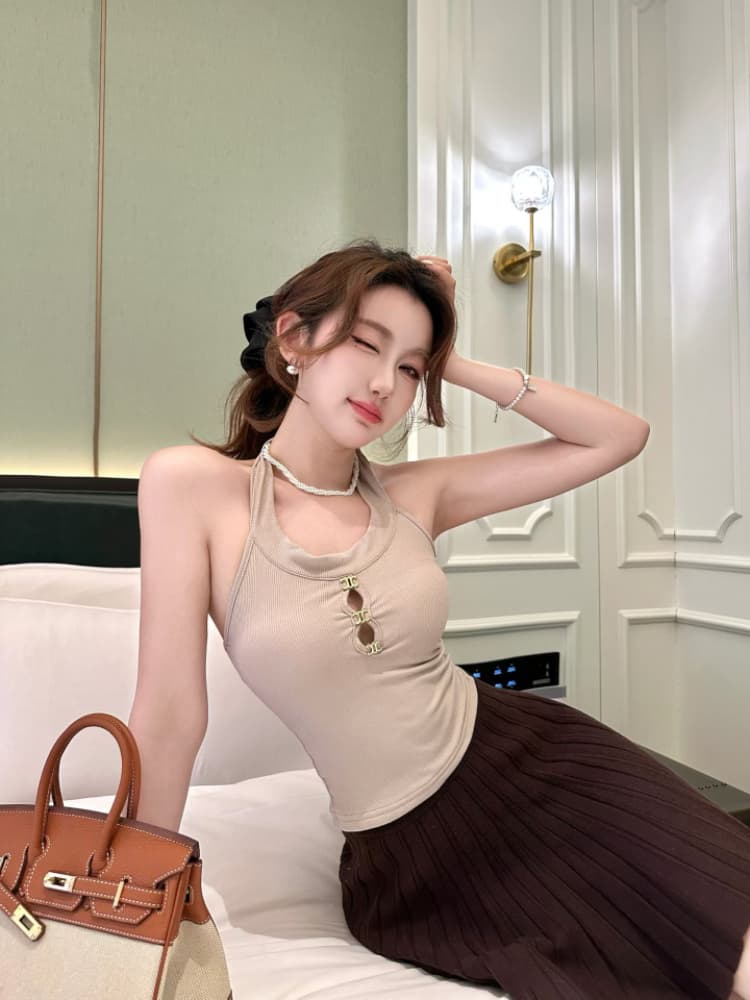 실사 감소되지 않음 핫걸 백리스 행침 목 캐미솔 봄 여름 몸매 가꾸기 인사이드 가져 가라. 언더 코트 상세 이미지 16