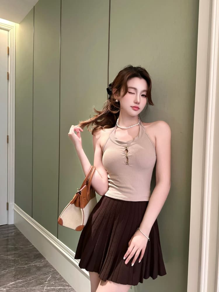 실사 감소되지 않음 핫걸 백리스 행침 목 캐미솔 봄 여름 몸매 가꾸기 인사이드 가져 가라. 언더 코트 상세 이미지 18