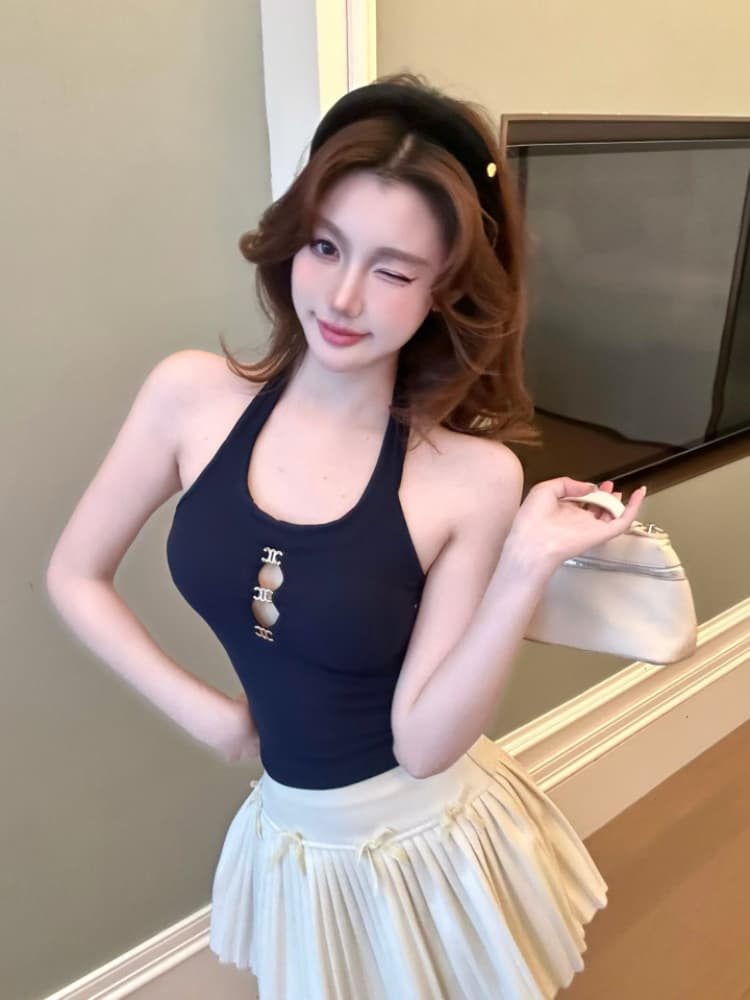 실사 감소되지 않음 핫걸 백리스 행침 목 캐미솔 봄 여름 몸매 가꾸기 인사이드 가져 가라. 언더 코트 상세 이미지 21