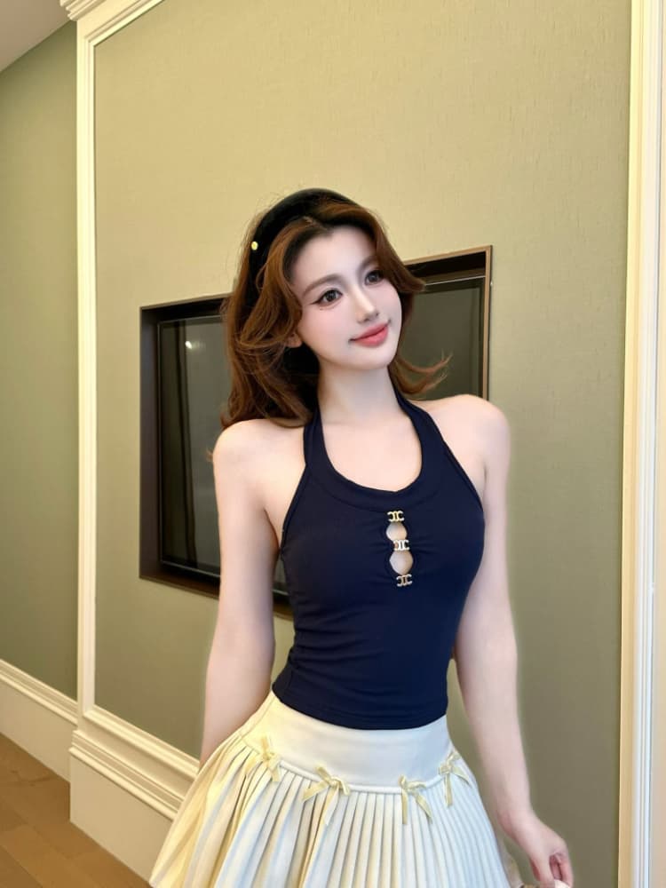 실사 감소되지 않음 핫걸 백리스 행침 목 캐미솔 봄 여름 몸매 가꾸기 인사이드 가져 가라. 언더 코트 상세 이미지 24