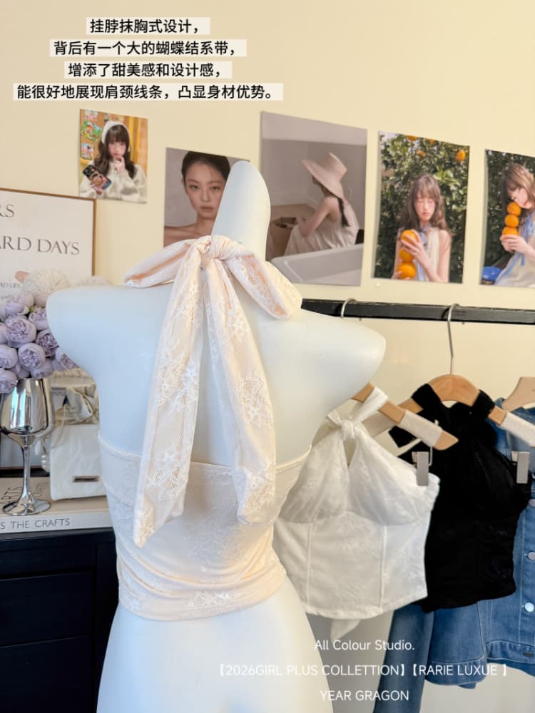 실사 감소되지 않음 핫걸 행침 목 조끼 여성 여름 화이트 레이스 외출용 슬립 허리 수축 만나는 맨위 상세 이미지 2