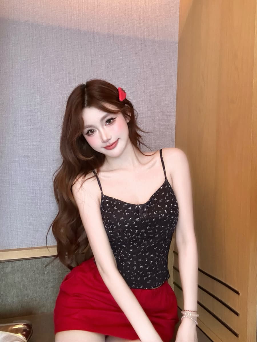 실사 감소되지 않음 달콤한 핫걸 망사 캐미솔 여름 몸매 가꾸기 외출용 벨트 바스트 민소매 맨위 이미지 2