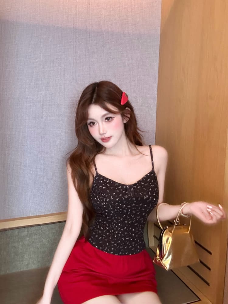 실사 감소되지 않음 달콤한 핫걸 망사 캐미솔 여름 몸매 가꾸기 외출용 벨트 바스트 민소매 맨위 상세 이미지 5