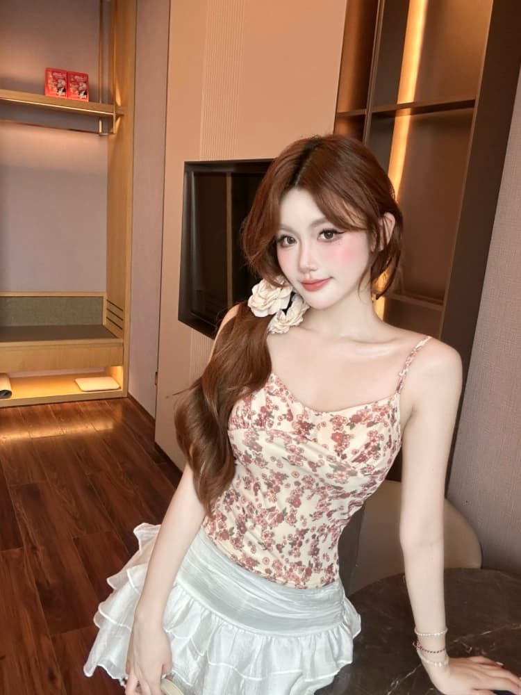 실사 감소되지 않음 달콤한 핫걸 망사 캐미솔 여름 몸매 가꾸기 외출용 벨트 바스트 민소매 맨위 상세 이미지 13