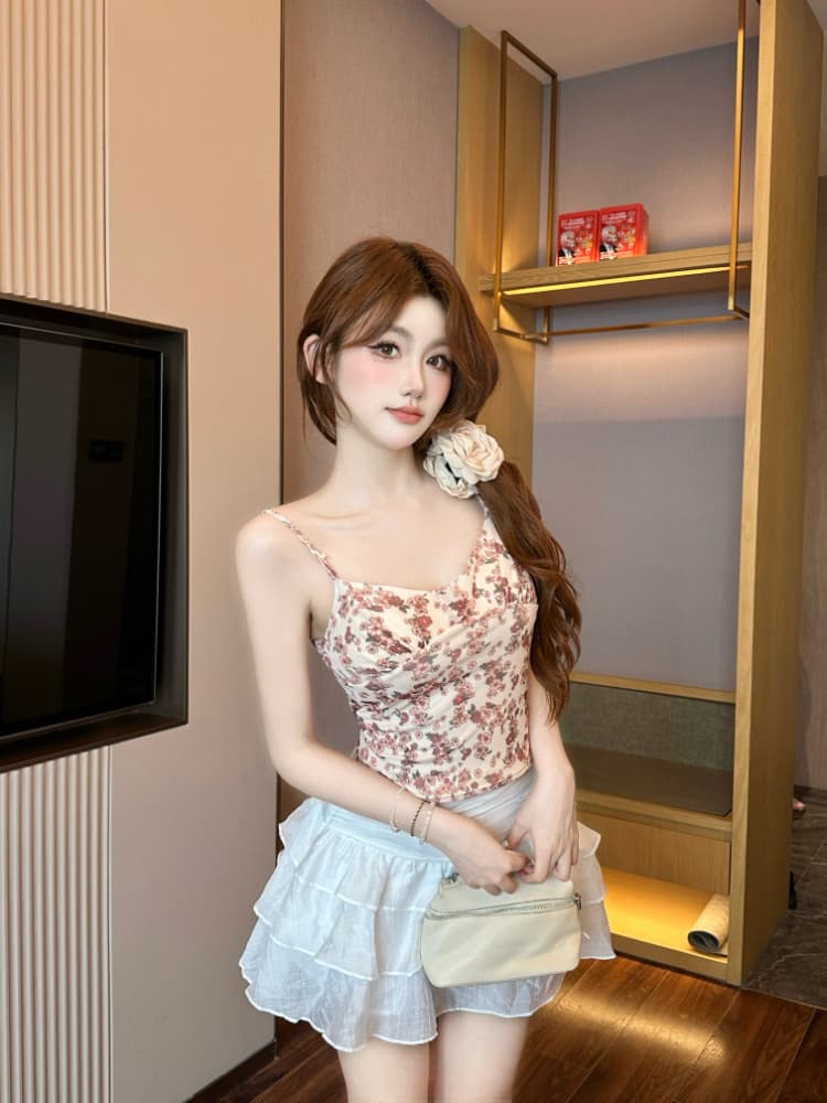 실사 감소되지 않음 달콤한 핫걸 망사 캐미솔 여름 몸매 가꾸기 외출용 벨트 바스트 민소매 맨위 상세 이미지 14
