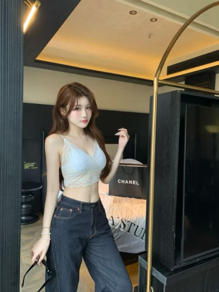 실사 감소되지 않음 레이스 아름다움 뒤로 캐미솔 여름 몸매 가꾸기 쇼트 스타일 인사이드 가져 가라. 언더 코트 상세 이미지 23