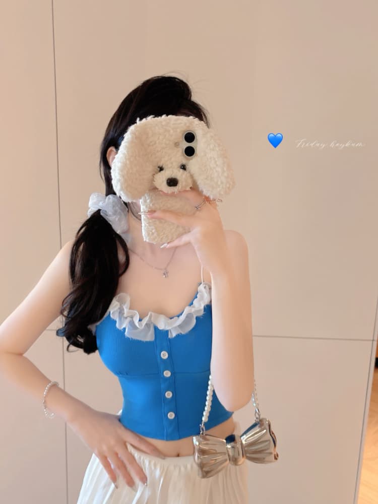 실사 감소되지 않음 핫걸 패치워크 레이스 쇼트 스타일 튜브탑 슬립 만나는 V넥 몸매 가꾸기 조끼 맨위 상세 이미지 6