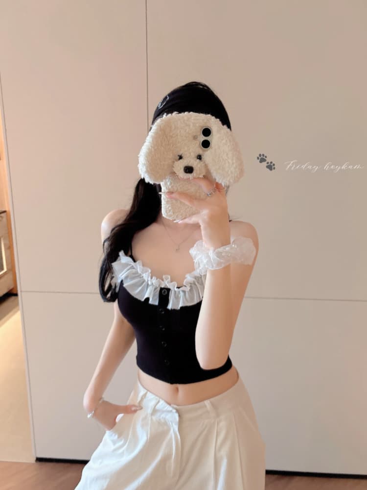 실사 감소되지 않음 핫걸 패치워크 레이스 쇼트 스타일 튜브탑 슬립 만나는 V넥 몸매 가꾸기 조끼 맨위 상세 이미지 21