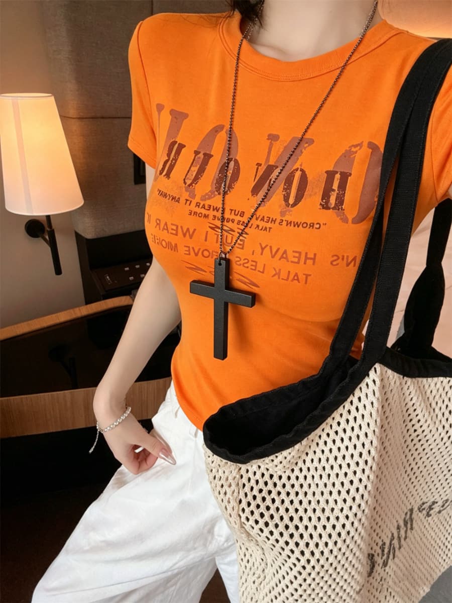 실사 감소되지 않음 아메리칸 핫걸 알파벳 반팔 티셔츠 여성 Z아 어깨끈 가슴 패드 몸매 가꾸기 맨위 이미지 3