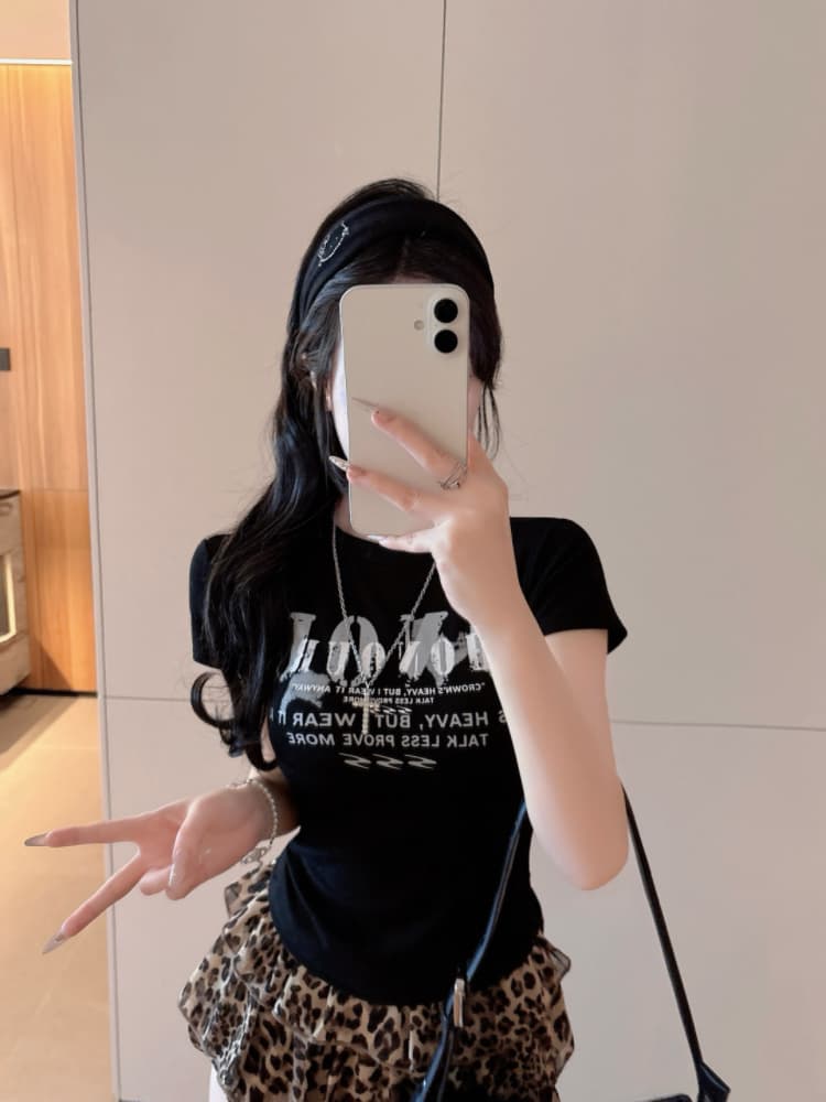 실사 감소되지 않음 아메리칸 핫걸 알파벳 반팔 티셔츠 여성 Z아 어깨끈 가슴 패드 몸매 가꾸기 맨위 상세 이미지 10