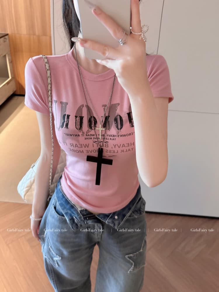 실사 감소되지 않음 아메리칸 핫걸 알파벳 반팔 티셔츠 여성 Z아 어깨끈 가슴 패드 몸매 가꾸기 맨위 상세 이미지 22