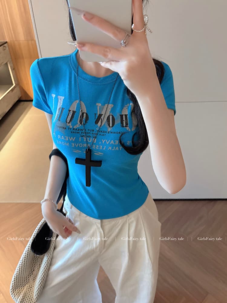 실사 감소되지 않음 아메리칸 핫걸 알파벳 반팔 티셔츠 여성 Z아 어깨끈 가슴 패드 몸매 가꾸기 맨위 상세 이미지 25