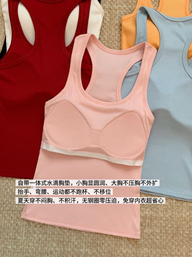 실사 감소되지 않음 핫걸 알파벳 자수 라운드 넥 조끼 여성 여름 몸매 가꾸기 외출용 다용도 만나는 맨위 상세 이미지 4