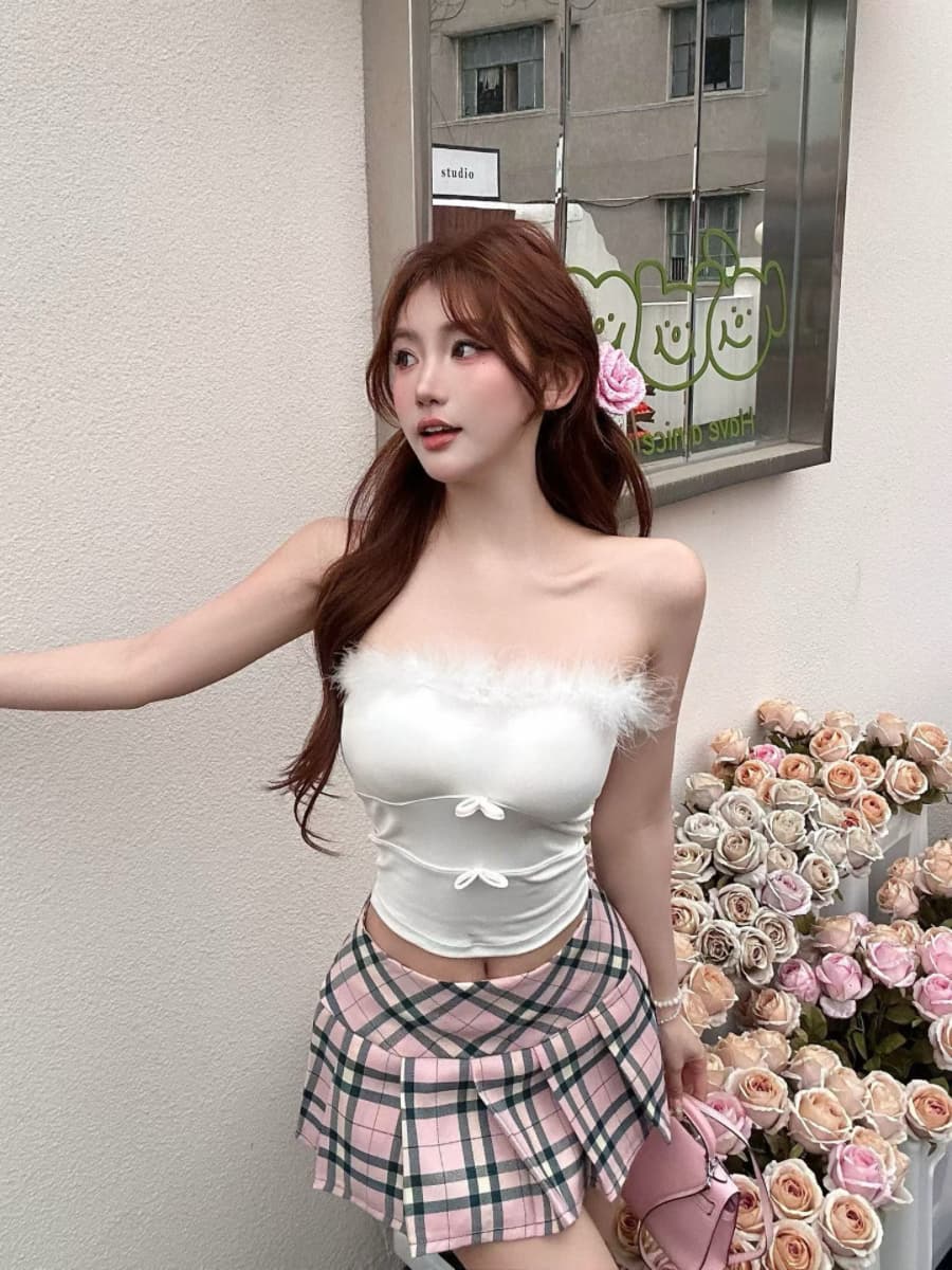 실사 감소되지 않음 순수한 욕망 핫걸 플리스 패치워크 조끼 여성 여름 몸매 가꾸기 다용도 튜브탑 맨위 이미지 2
