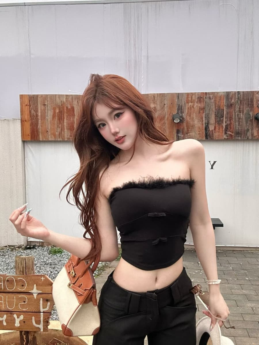 실사 감소되지 않음 순수한 욕망 핫걸 플리스 패치워크 조끼 여성 여름 몸매 가꾸기 다용도 튜브탑 맨위 이미지 3