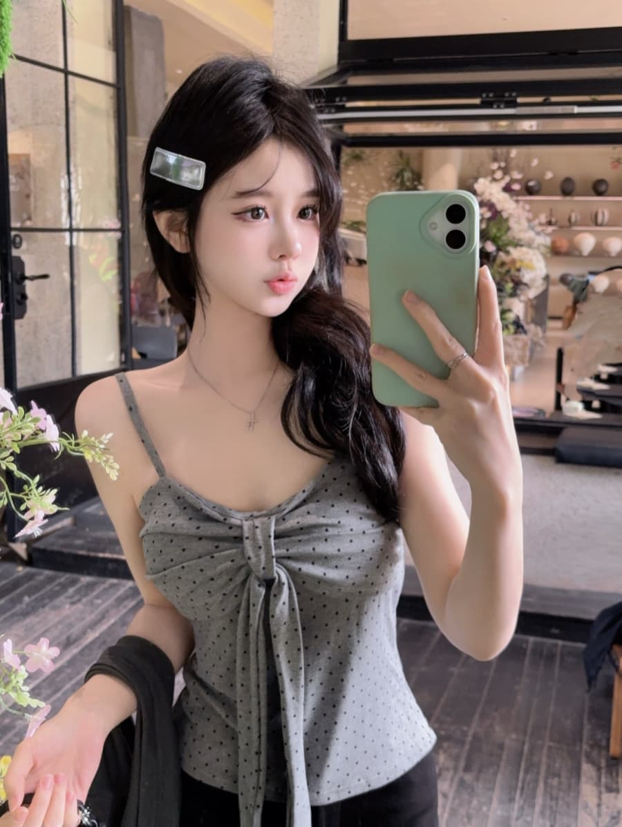 실사 감소되지 않음 핫걸 도트 무늬 캐미솔 여름 몸매 가꾸기 다용도 벨트 가슴 패드 만나는 맨위 이미지 2