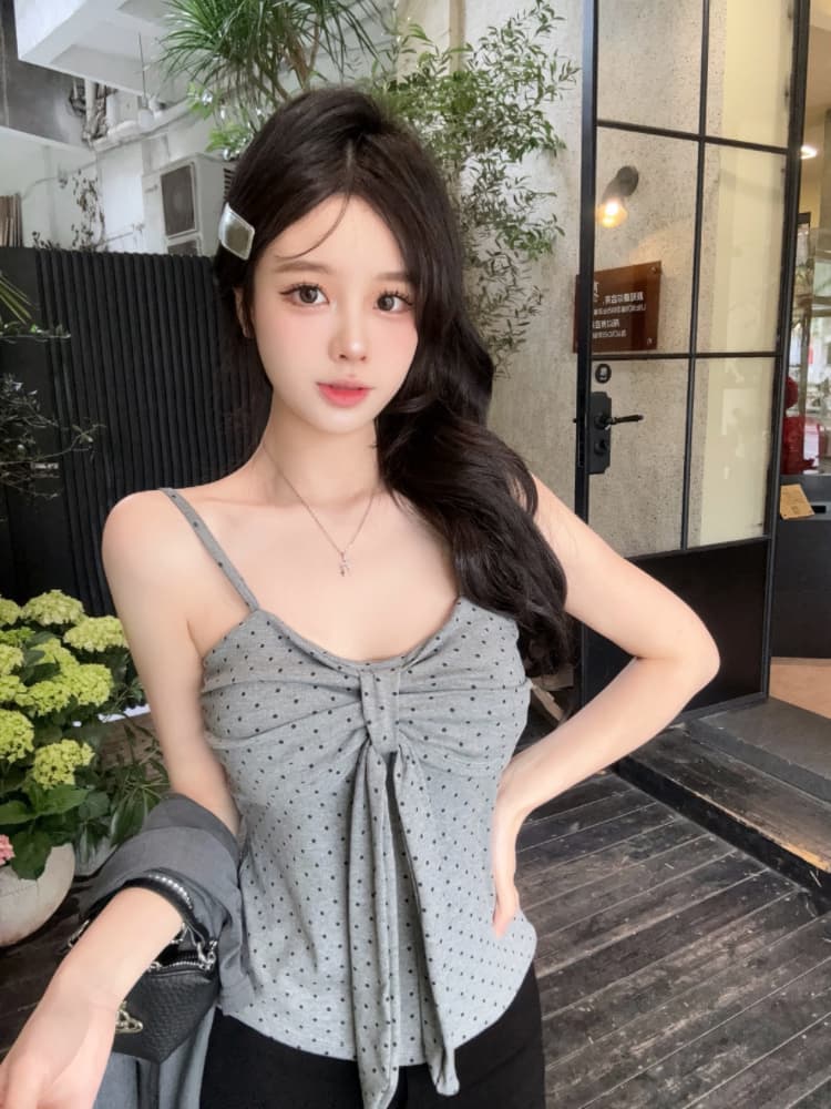 실사 감소되지 않음 핫걸 도트 무늬 캐미솔 여름 몸매 가꾸기 다용도 벨트 가슴 패드 만나는 맨위 상세 이미지 26