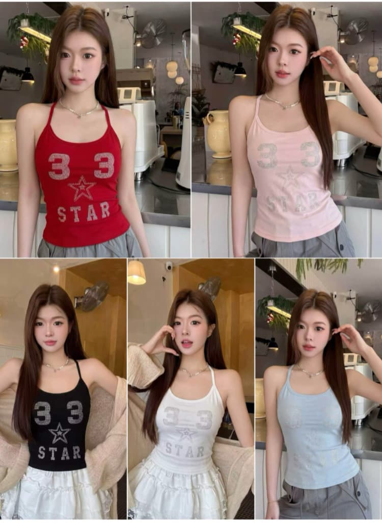 실사 감소되지 않음 아메리칸 레트로 핫픽스 단어 조끼 슬립 여성 여름 몸매 가꾸기 벨트 가슴 패드 의류 상세 이미지 1