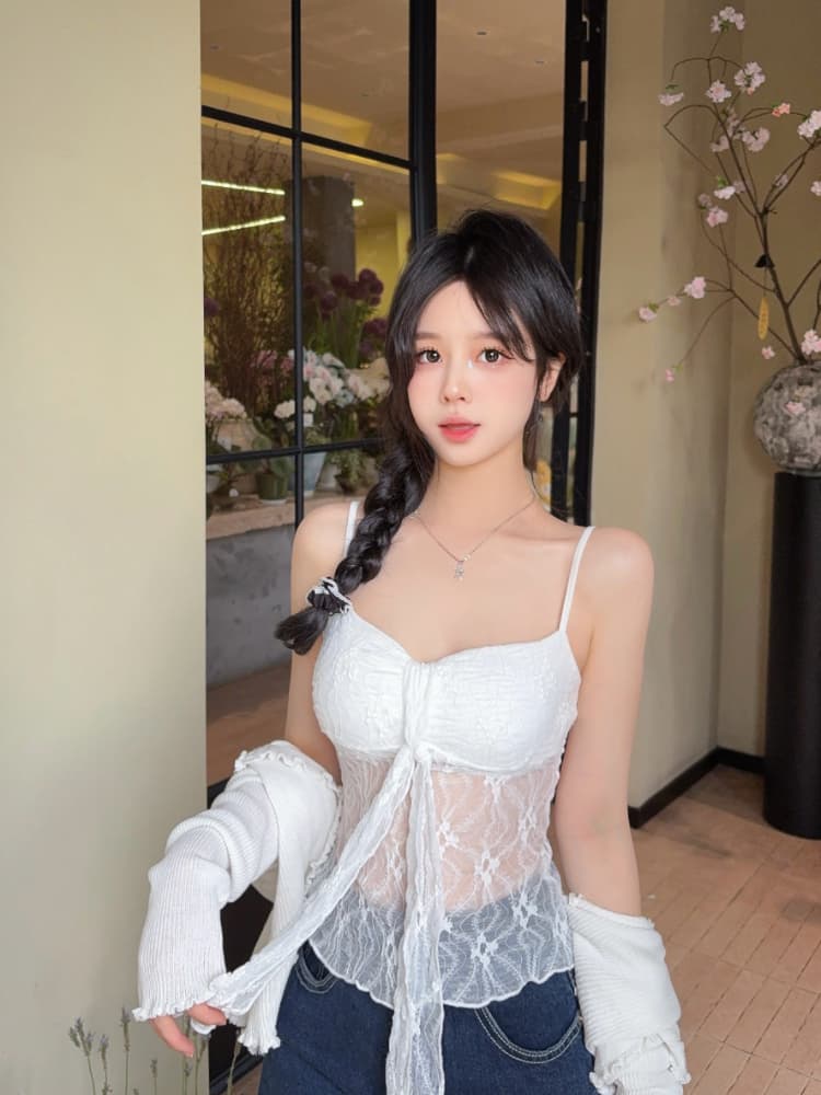 실사 감소되지 않음 달콤함 레이스 아름다움 뒤로 캐미솔 여름 몸매 가꾸기 다용도 언더 코트 상세 이미지 11