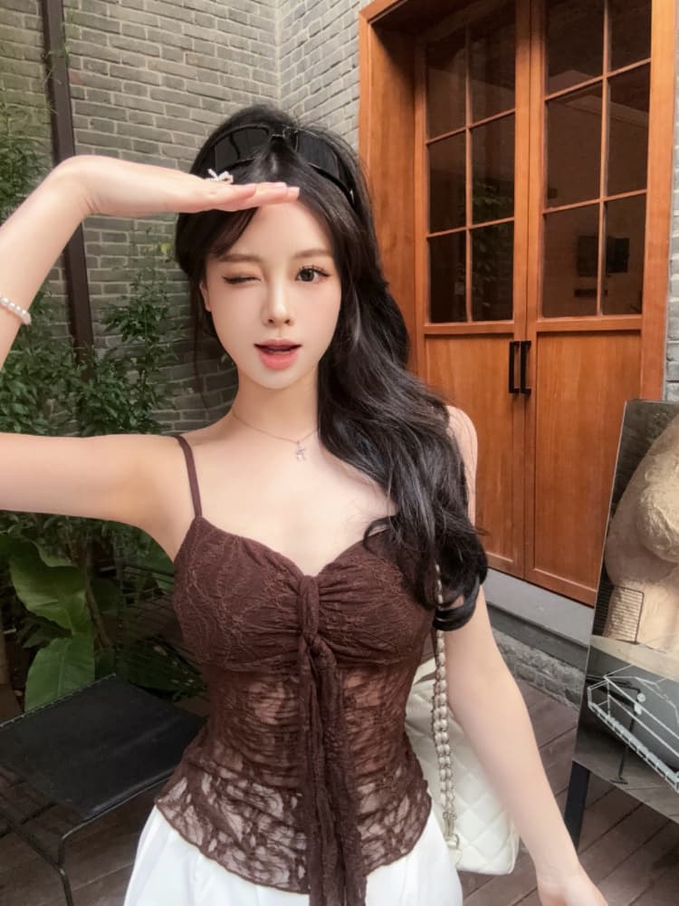 실사 감소되지 않음 달콤함 레이스 아름다움 뒤로 캐미솔 여름 몸매 가꾸기 다용도 언더 코트 상세 이미지 14
