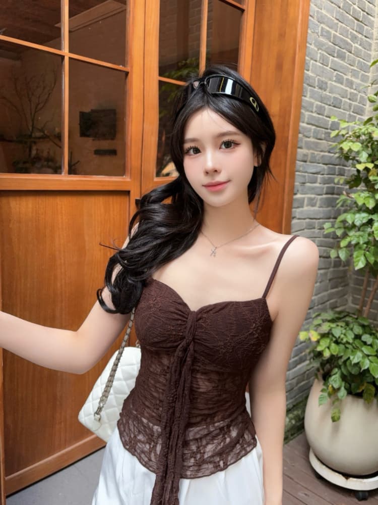 실사 감소되지 않음 달콤함 레이스 아름다움 뒤로 캐미솔 여름 몸매 가꾸기 다용도 언더 코트 상세 이미지 18