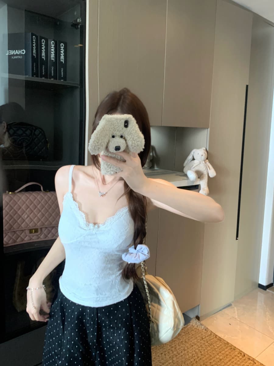 실사 감소되지 않음 달콤함 레이스 캐미솔 순수한 욕망 인사이드 가져 가라. 만나는 맨위 상세 이미지 16