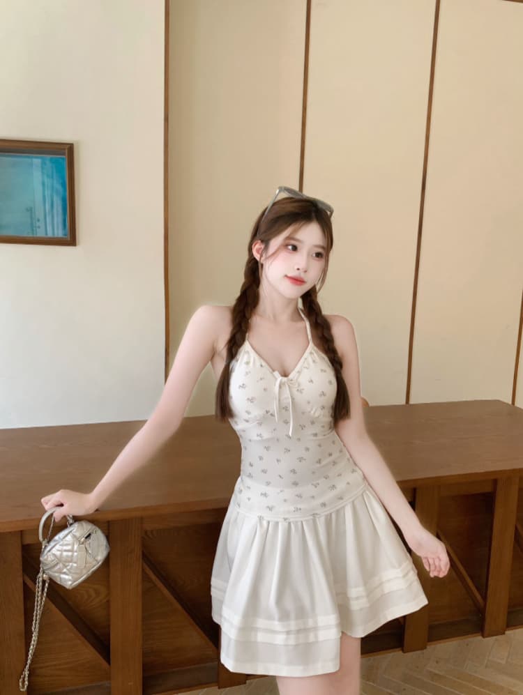 실사 감소되지 않음 달콤함 작은 꽃무늬 행침 목 작은 조끼 여성 여름 몸매 가꾸기 다용도 외출용 만나는 맨위 상세 이미지 13