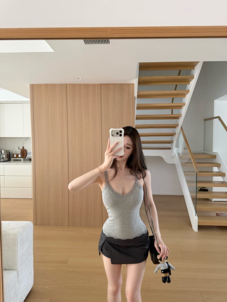 실사 감소되지 않음 레이스 레이스 패치워크 캐미솔 여름 몸매 가꾸기 다용도 언더 코트 상세 이미지 13
