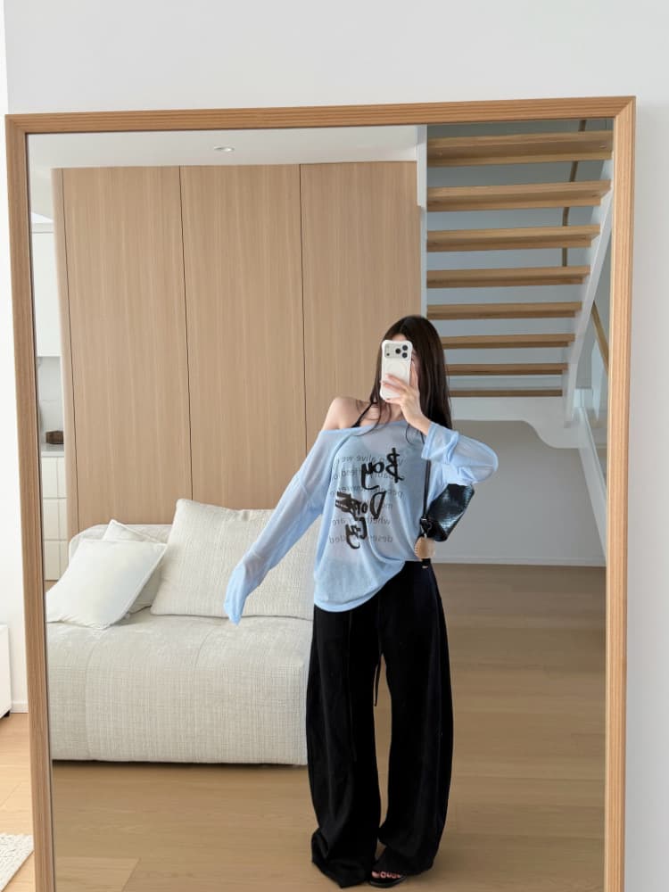 실사 감소되지 않음 재미있는 프린트 얇은 스타일 긴팔 티셔츠 여성 여름 느긋한 루즈핏 다용도 자외선 차단 맨위 상세 이미지 18