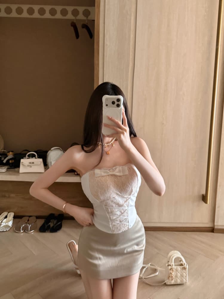 실사 감소되지 않음 순수한 욕망 핫걸 레이스 조각 튜브탑 작은 조끼 여성 여름 몸매 가꾸기 다용도 언더 코트 상세 이미지 10