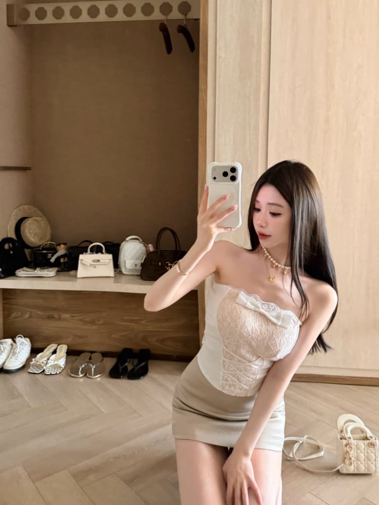 실사 감소되지 않음 순수한 욕망 핫걸 레이스 조각 튜브탑 작은 조끼 여성 여름 몸매 가꾸기 다용도 언더 코트 상세 이미지 11