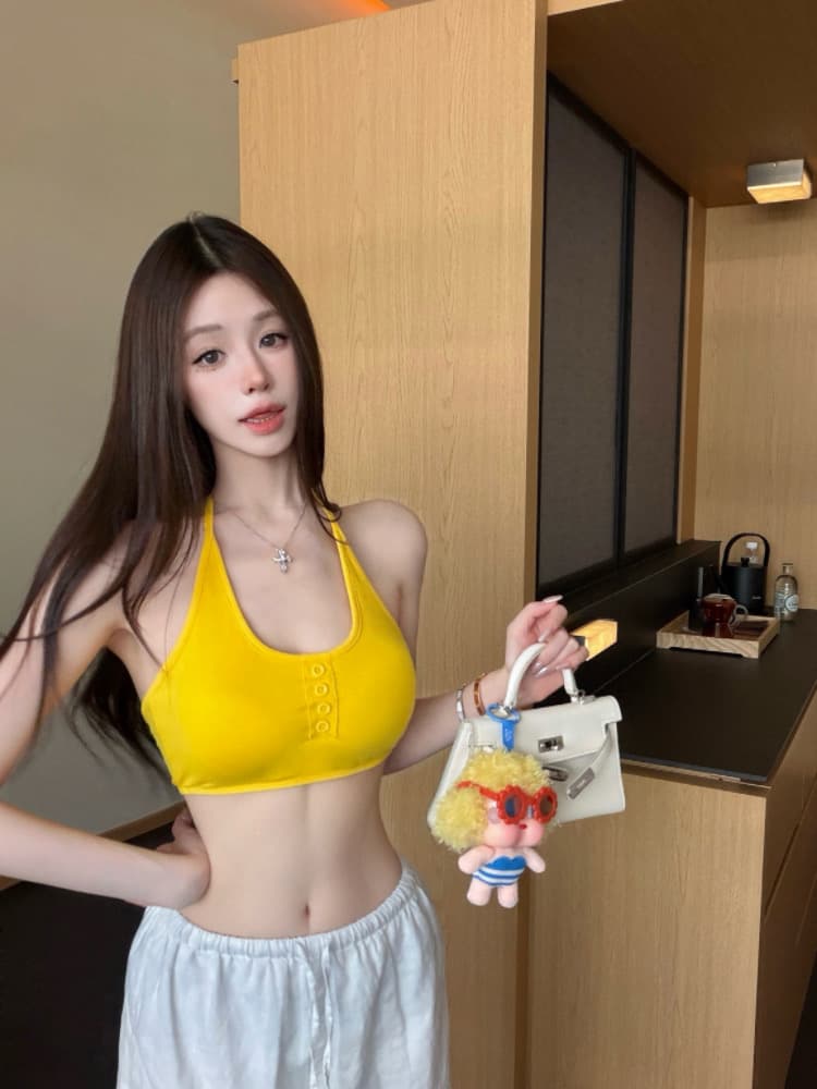 실사 감소되지 않음 핫걸 행침 목 작은 조끼 튜브탑 다용도 유물 비키니 맨위 상세 이미지 6
