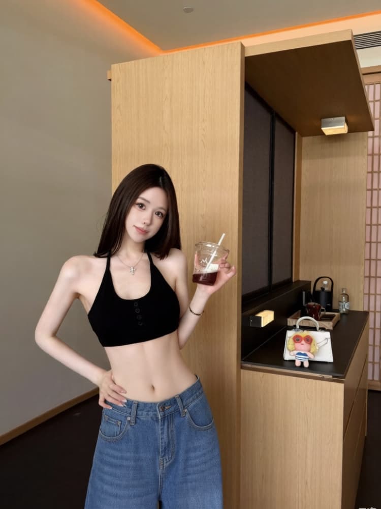 실사 감소되지 않음 핫걸 행침 목 작은 조끼 튜브탑 다용도 유물 비키니 맨위 상세 이미지 17