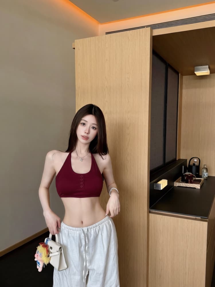 실사 감소되지 않음 핫걸 행침 목 작은 조끼 튜브탑 다용도 유물 비키니 맨위 상세 이미지 27