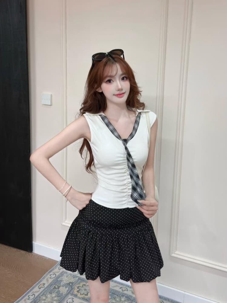 실사 감소되지 않음 학원 스타일 나비 넥타이 반팔 티셔츠 여성 V넥 여성 여름 몸매 가꾸기 다용도 벨트 가슴 패드 의류 상세 이미지 5