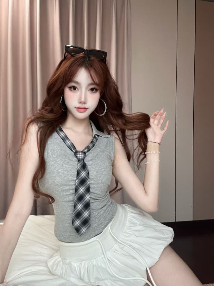 실사 감소되지 않음 학원 스타일 나비 넥타이 반팔 티셔츠 여성 V넥 여성 여름 몸매 가꾸기 다용도 벨트 가슴 패드 의류 상세 이미지 16