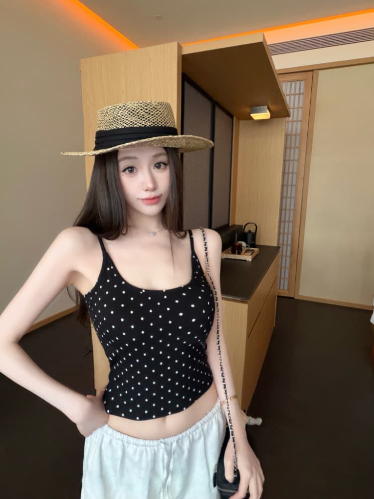 실사 감소되지 않음 도트 무늬 아름다움 뒤로 캐미솔 여름 몸매 가꾸기 다용도 백리스 상세 이미지 13