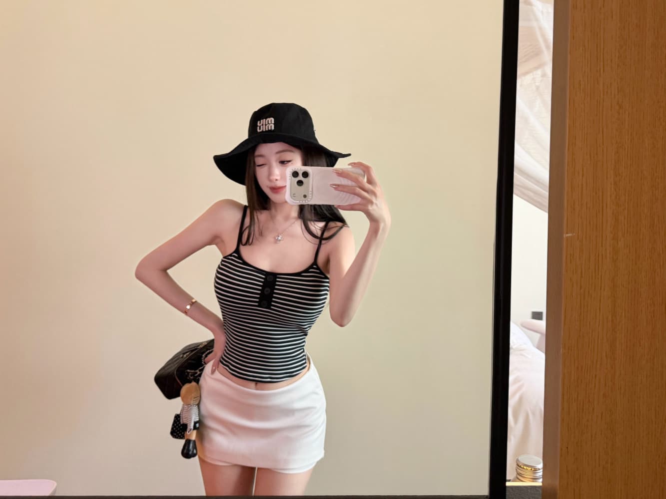 실사 감소되지 않음 스트라이프 쇼트 스타일 캐미솔 여름 몸매 가꾸기 다용도 벨트 가슴 패드 민소매 맨위 상세 이미지 21