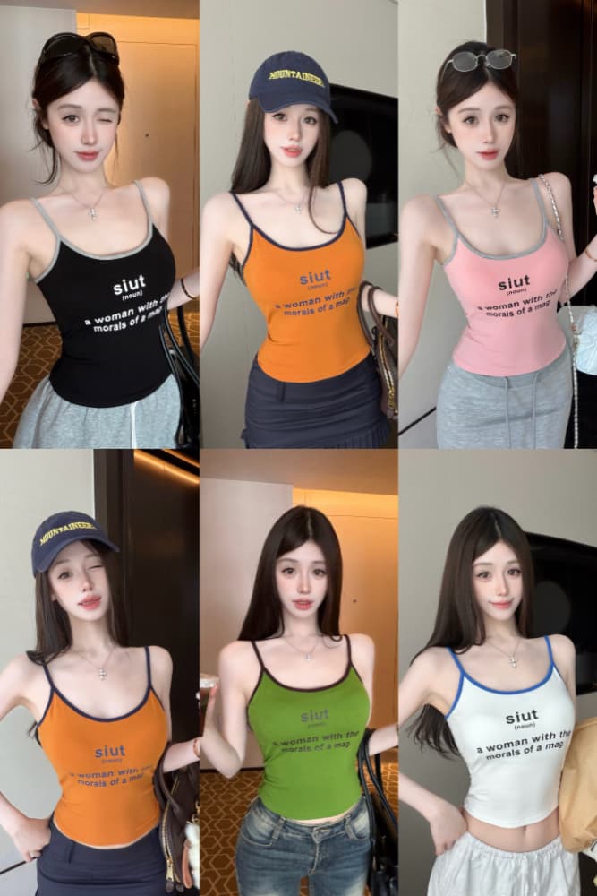 실사 감소되지 않음 핫걸 알파벳 아름다움 뒤로 캐미솔 몸매 가꾸기 다용도 백리스 민소매 맨위 상세 이미지 2