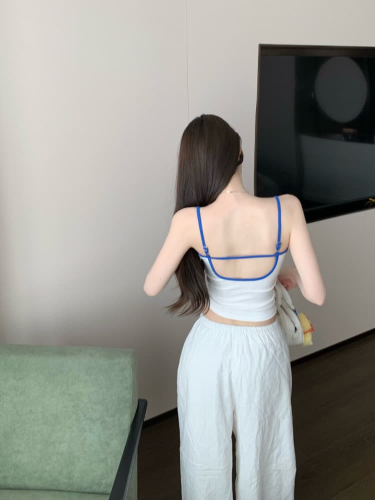 실사 감소되지 않음 핫걸 알파벳 아름다움 뒤로 캐미솔 몸매 가꾸기 다용도 백리스 민소매 맨위 상세 이미지 6