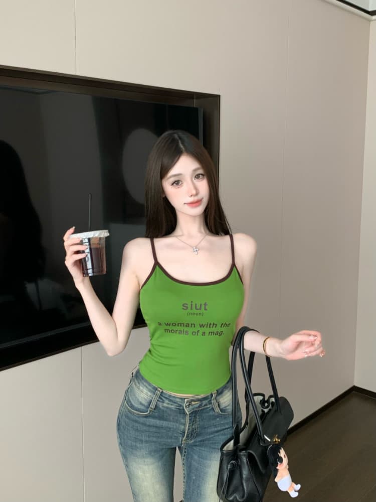 실사 감소되지 않음 핫걸 알파벳 아름다움 뒤로 캐미솔 몸매 가꾸기 다용도 백리스 민소매 맨위 상세 이미지 10
