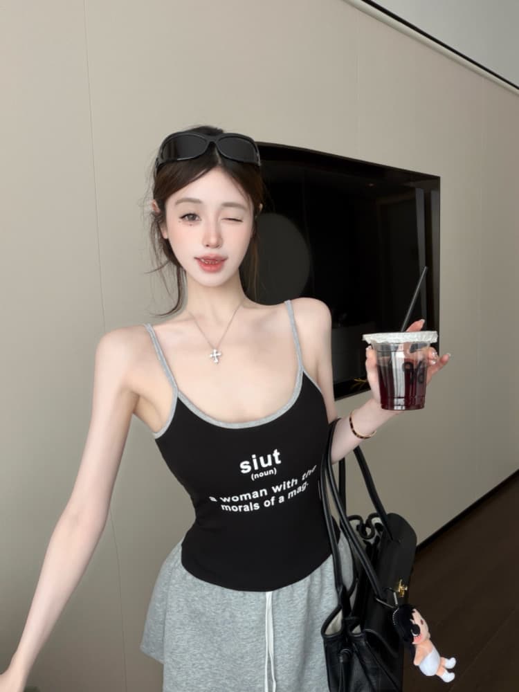 실사 감소되지 않음 핫걸 알파벳 아름다움 뒤로 캐미솔 몸매 가꾸기 다용도 백리스 민소매 맨위 상세 이미지 27