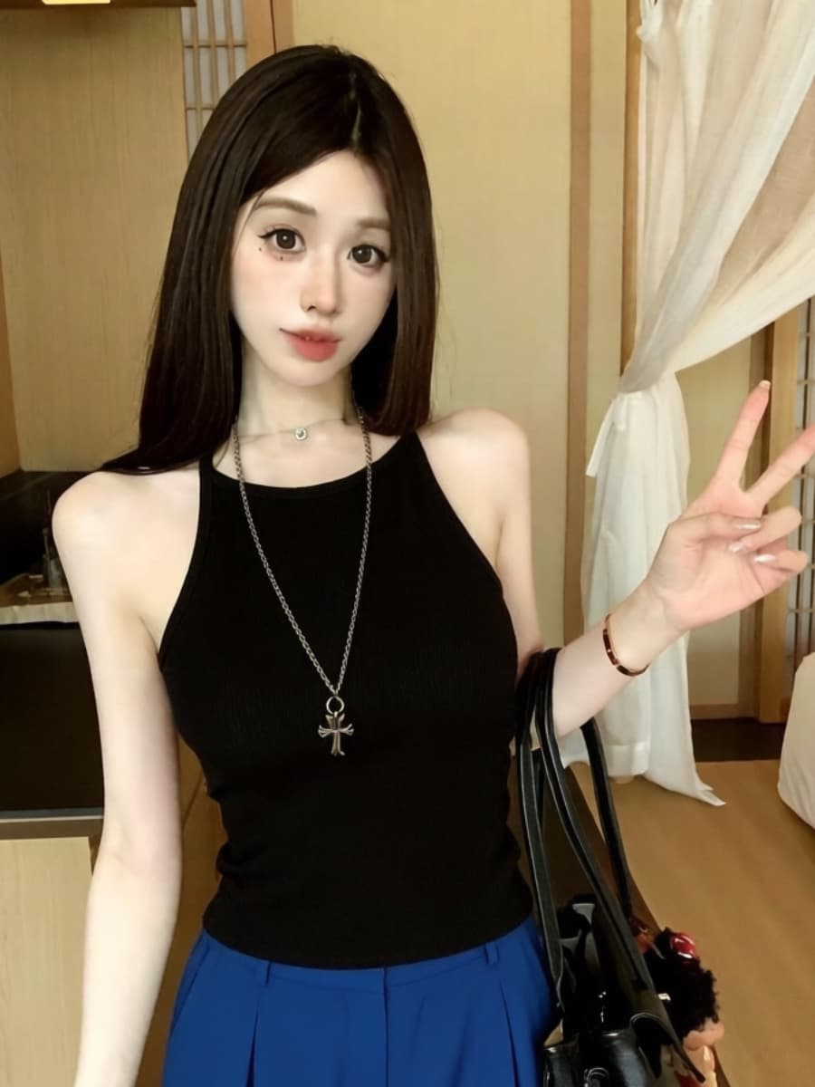 실사 감소되지 않음 프랑스식 보트넥 캐미솔 이른 가을 새로운 몸매 가꾸기 다용도 언더 코트 이미지 3
