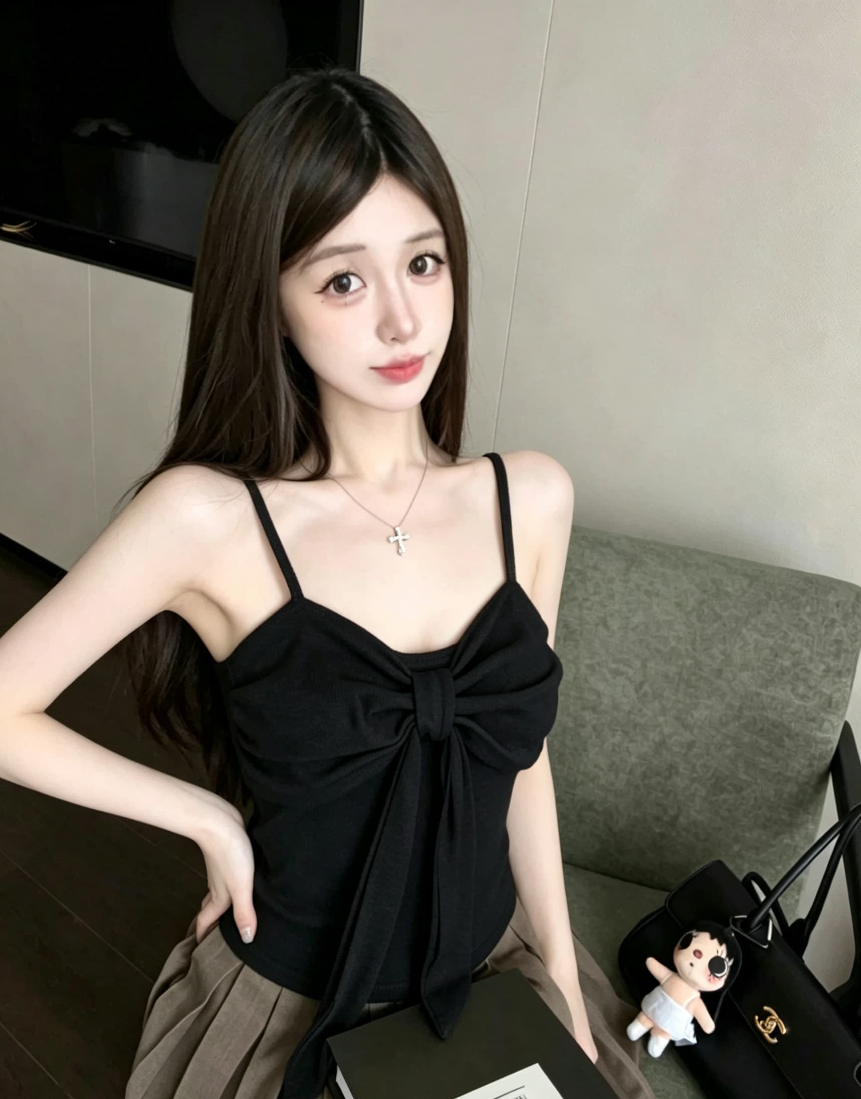 실사 감소되지 않음 달콤한 매운맛 바람 나비 매듭 스트랩 캐미솔 몸매 가꾸기 다용도 만나는 맨위 이미지 4