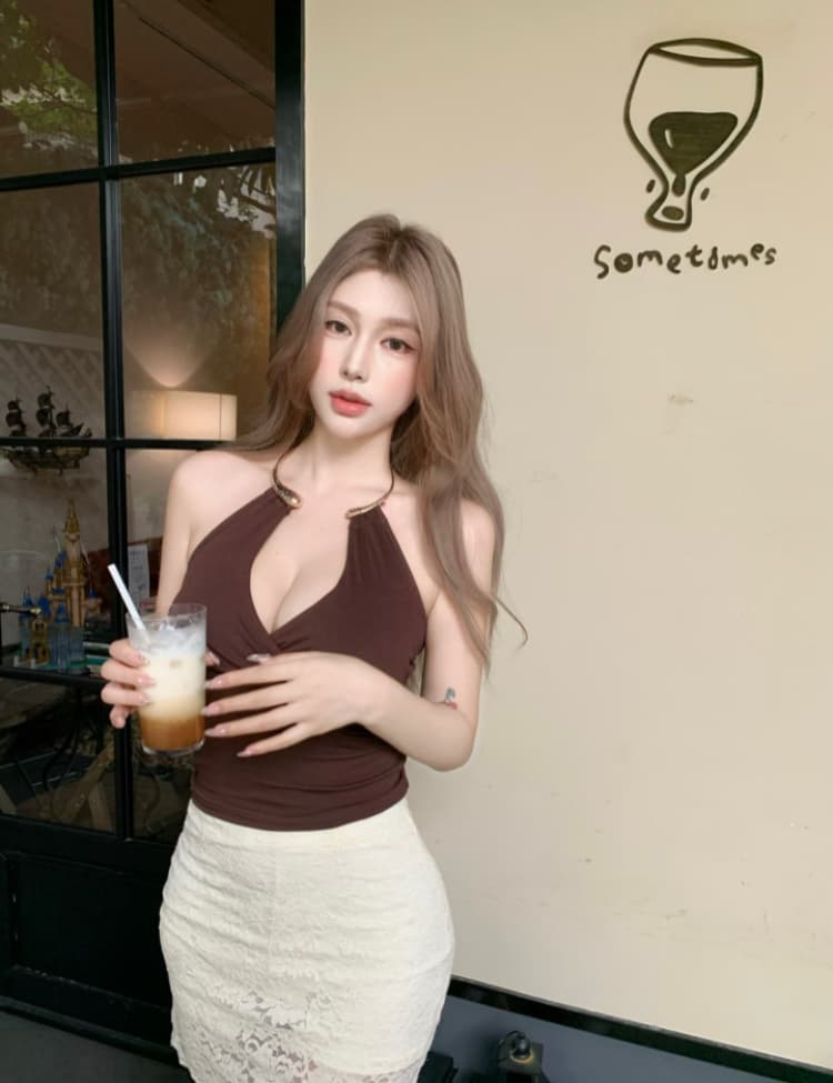 실사 감소되지 않음 핫걸 깊은 V 넥 패치워크 골드 칼라 행침 목 조끼 여성 몸매 가꾸기 다용도 맨위 상세 이미지 25