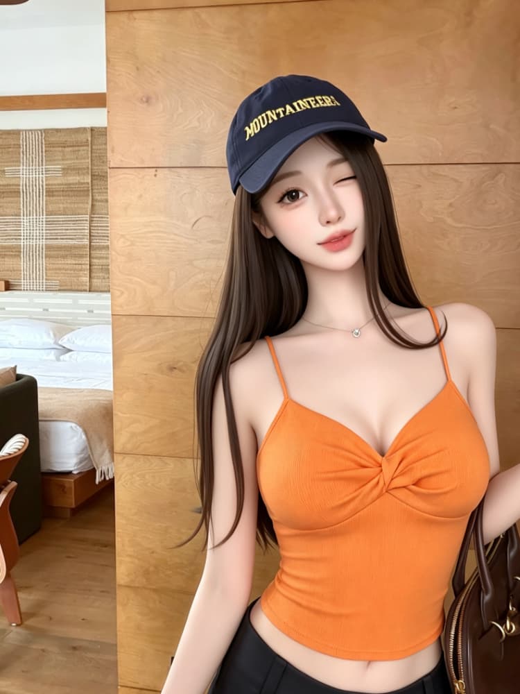 실사 감소되지 않음 핫걸 디자인 센스 비틀림 캐미솔 여름 백리스 외출용 언더 코트 상세 이미지 6