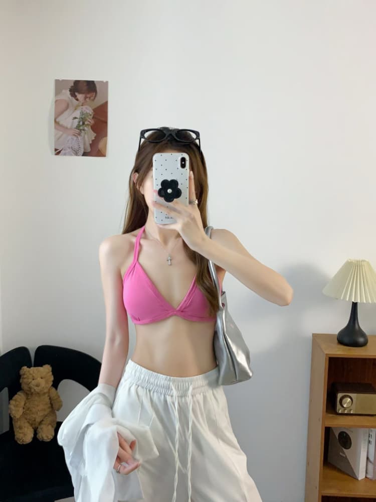 실사 감소되지 않음 프랑스식 삼각형 컵 비키니 행침 목 포장 가슴 튜브탑 속옷 상세 이미지 16