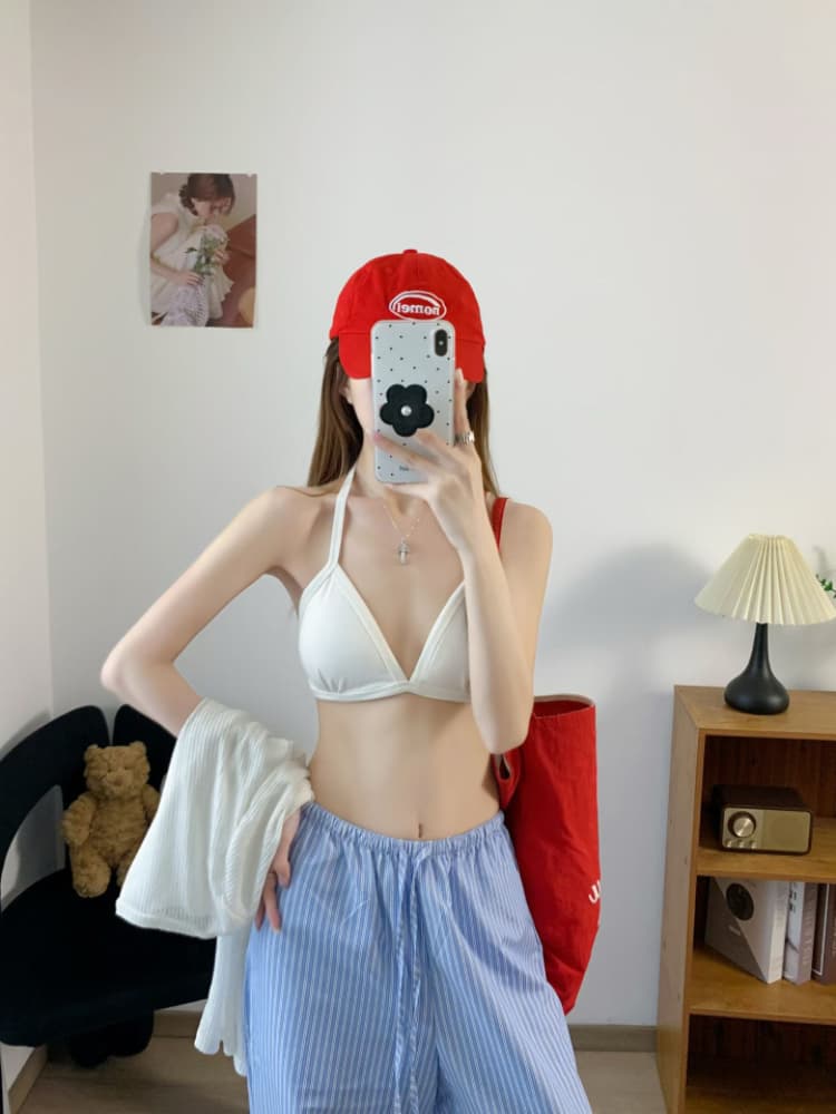 실사 감소되지 않음 프랑스식 삼각형 컵 비키니 행침 목 포장 가슴 튜브탑 속옷 상세 이미지 22